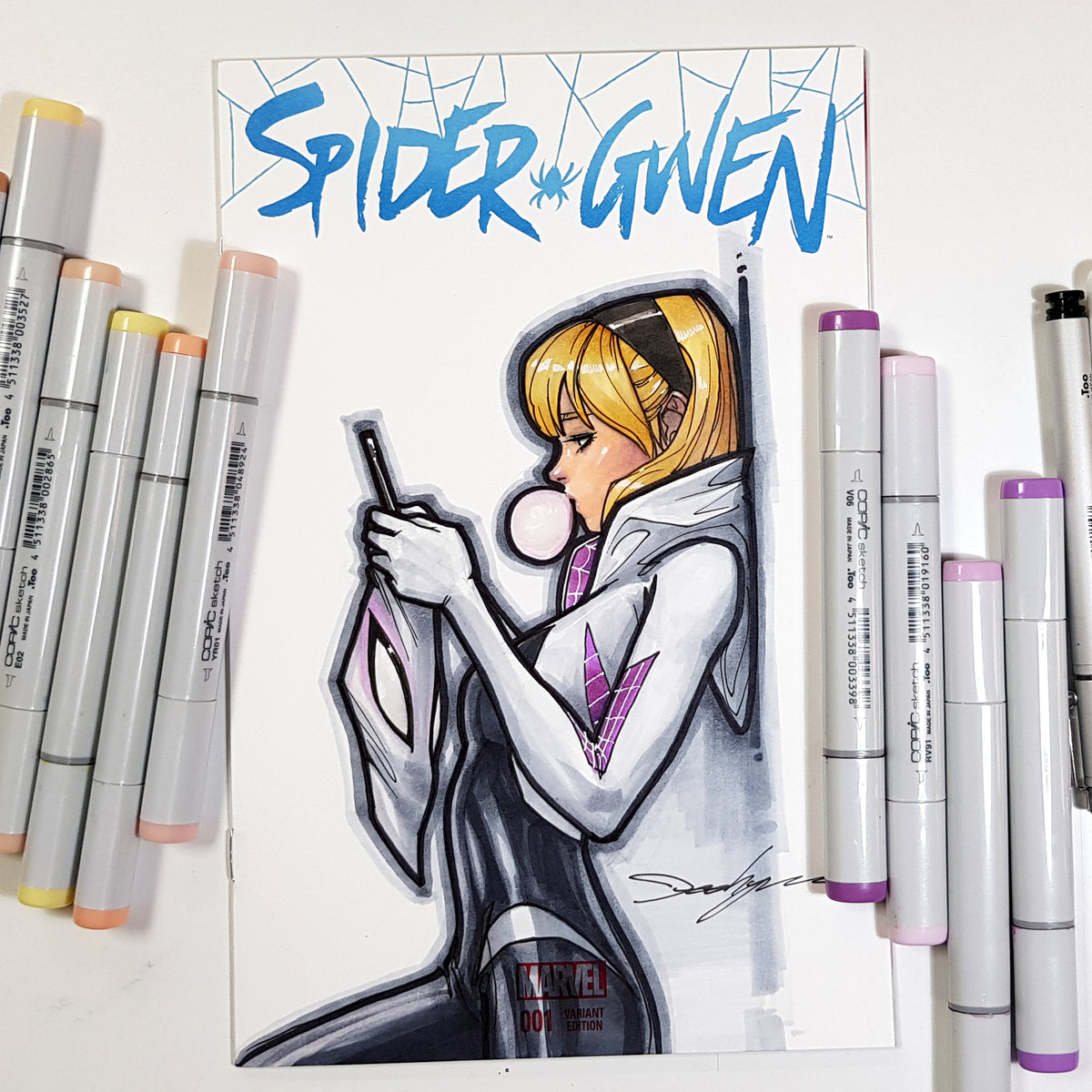 Marvel Spider Gwen Ghost Spider Sketch Art Blank Cover In Color ...