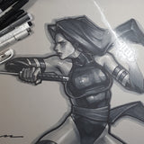 Sketch Art 11 x 17 Commission Blank Cover Single Character B&W Signed by Jeehyung Lee