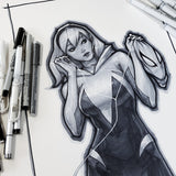 Sketch Art 11 x 17 Commission Blank Cover Single Character B&W Signed by Jeehyung Lee