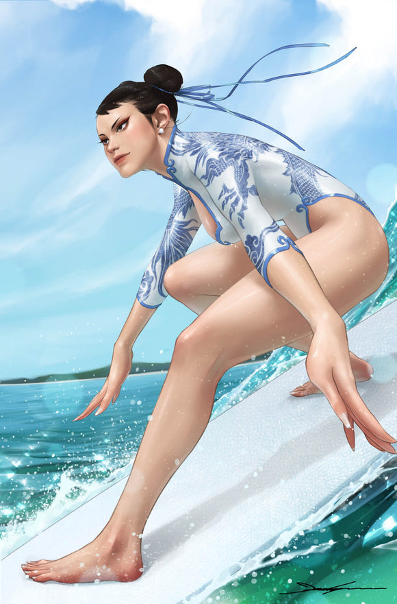 2025 Street Fighter & Friends Swimsuit Special #1 Jeehyung Lee Chun Li Surfing Bikini Variant Cover (10/01/2025)