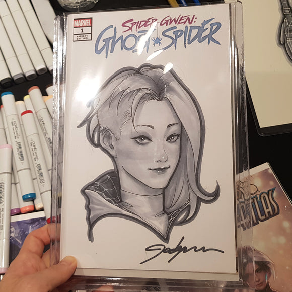 Ghost Spider Gwen Sketch Art Blank Signed Jeehyung Lee