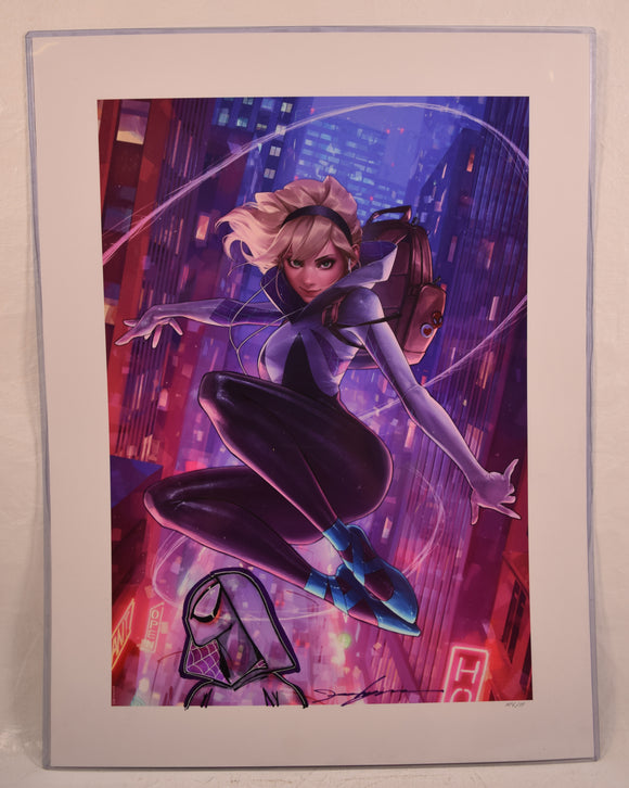Sideshow Spider-Gwen Unmasked Variant Art Print AP & Numbered 18 x 24 Signed Remarked by Jeehyung Lee