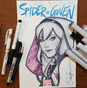 Ghost Spider Gwen Sketch Art Blank Colored Signed Jeehyung Lee