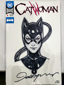 Cat Woman Sketch Art Blank w Copic Marker Signed Jeehyung Lee