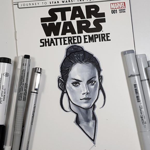 Star Wars Rey Head Sketch Art Blank