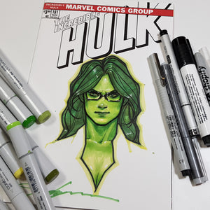 Marvel Incredible Hulk She Hulk Color Head Sketch Art by Jeehyung Lee
