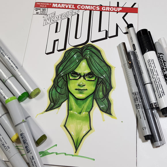 Marvel Incredible Hulk She Hulk Color Head Sketch Art by Jeehyung Lee