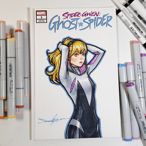 Marvel Spider-Gwen Ghost Spider Blank Cover Sketch Art in Color