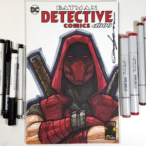 DC Red Hood Jason Ninja Blank Cover Sketch Art in Color