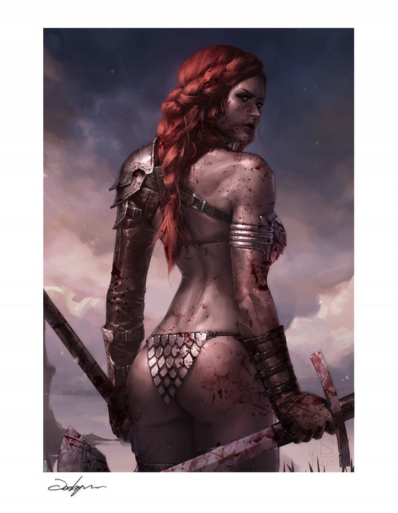 Sideshow Red Sonja Bloody Art Print AP & Numbered 18 x 24 Signed by Jeehyung Lee Dynamite