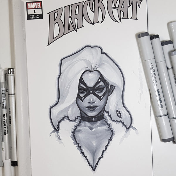 Marvel Black Cat Sketch Art Blank Head Shot – Jeehyung.com