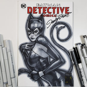 Cat Woman Sketch Art Blank Signed Jeehyung Lee