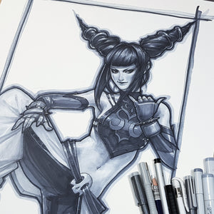 Juri Street Fighter Sketch Art Paper 11 x 17 Signed Jeehyung Lee