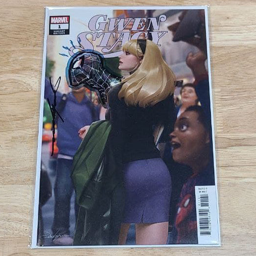 Marvel Gwen Stacy #1 of 5 Trade Sketch Art Signed Remarked by Jeehyung Lee Spider-Man