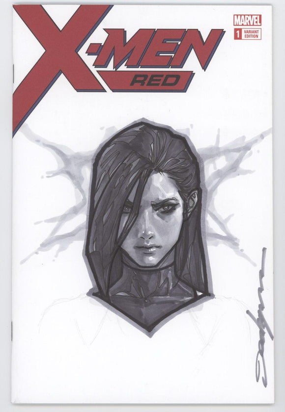 X-Men Red Marvel Blank Sketch Art B&W Psylocke Head By Jeehyung Lee