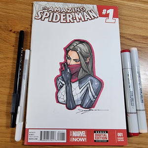Marvel Amazing Spider-Man Black Cover Sketch Art Blank Commission Silk