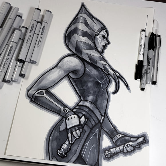 Ahsoka Tano from Star Wars: The Clone Wars A3 Sketch Art 11 x 17